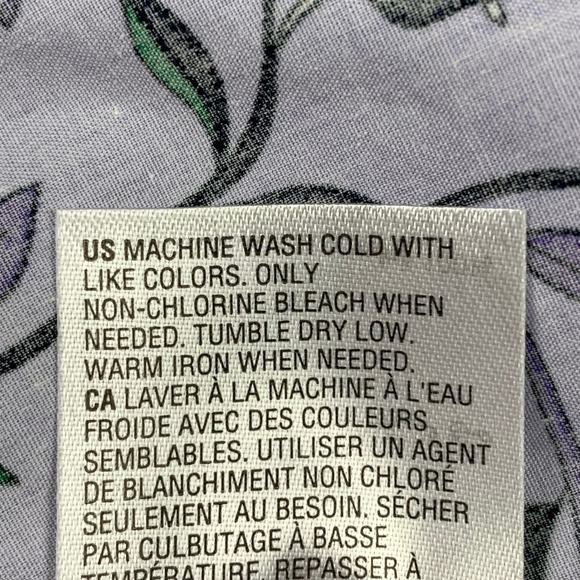 Charter Club Lavender Floral Button Up 3/4 Sleeve Shirt Dress - Picture 7 of 8